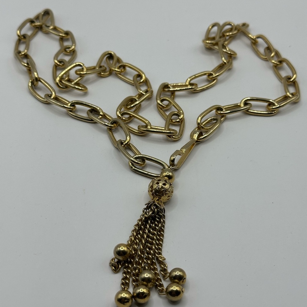 Gold-tone Chain Necklace with Tassel